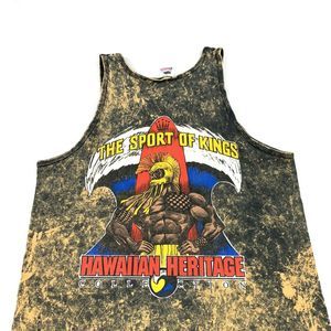 Hawaiian Heritage Sport Of Kings Acid Wash TankTop